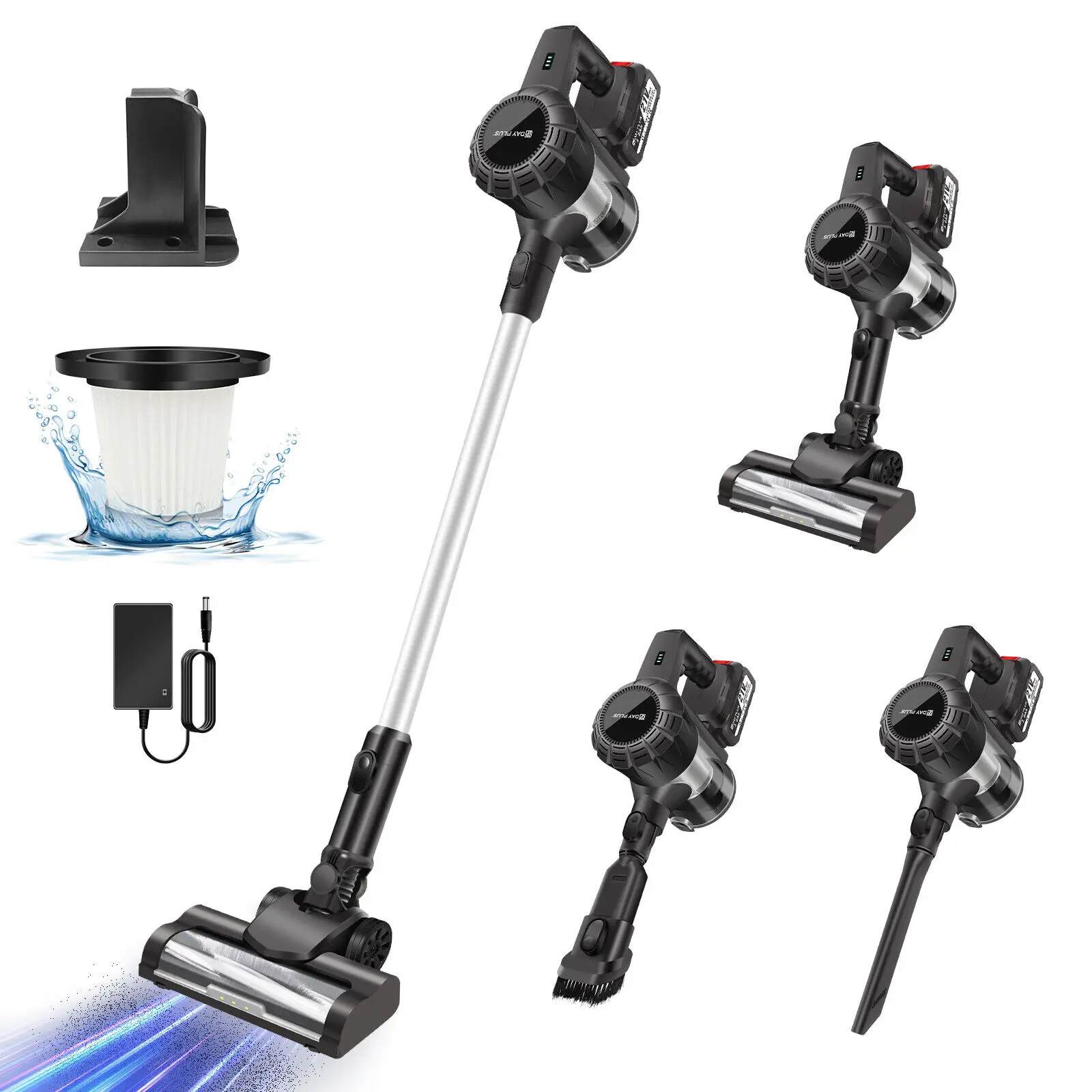 DayPlus 3 IN 1 Cordless Vacuum Cleaner 3800W Hoover Upright Lightweight Handheld Bagless Stick Vacuum Cleaner Brushless 30KPA