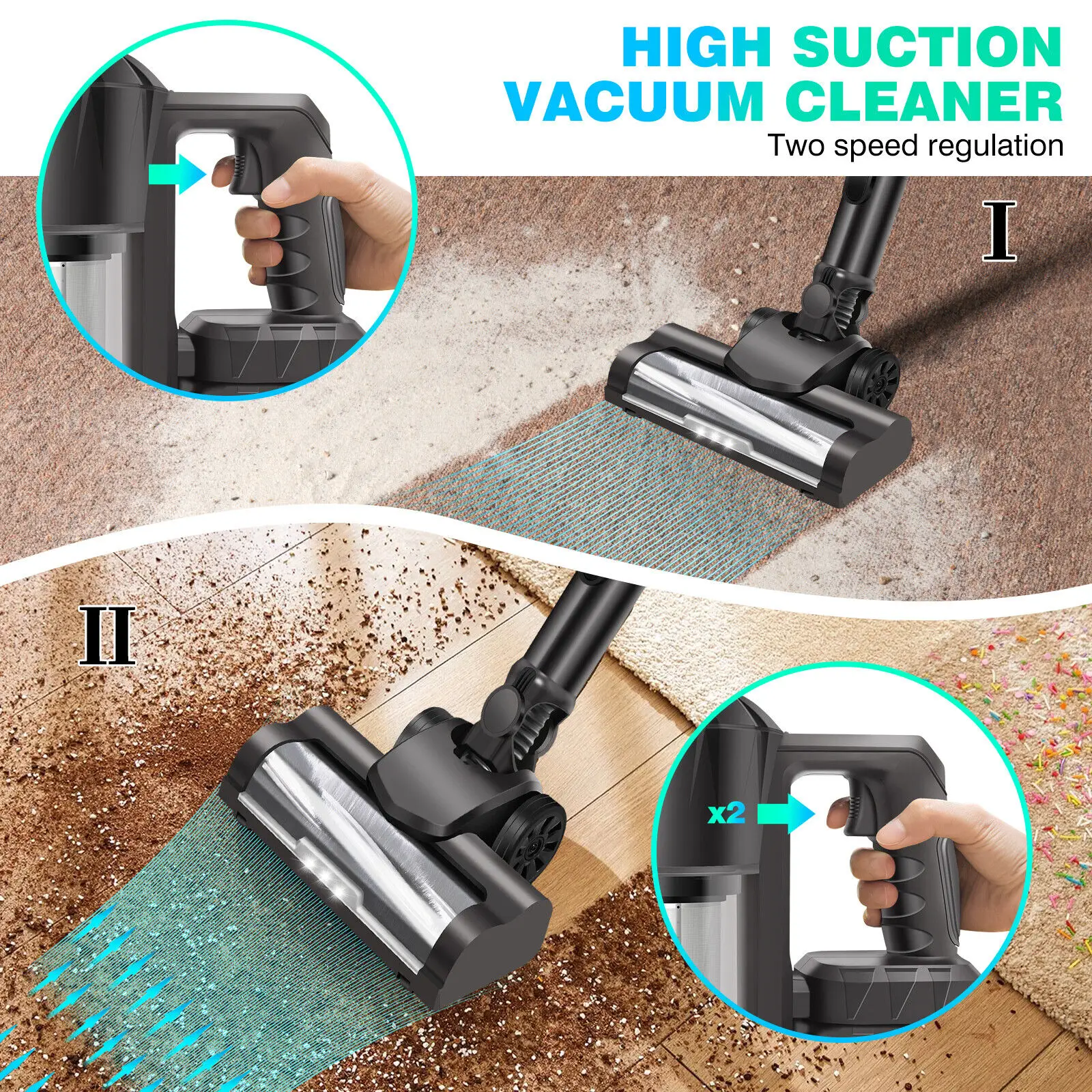 DayPlus 3 IN 1 Cordless Vacuum Cleaner 3800W Hoover Upright Lightweight Handheld Bagless Stick Vacuum Cleaner Brushless 30KPA