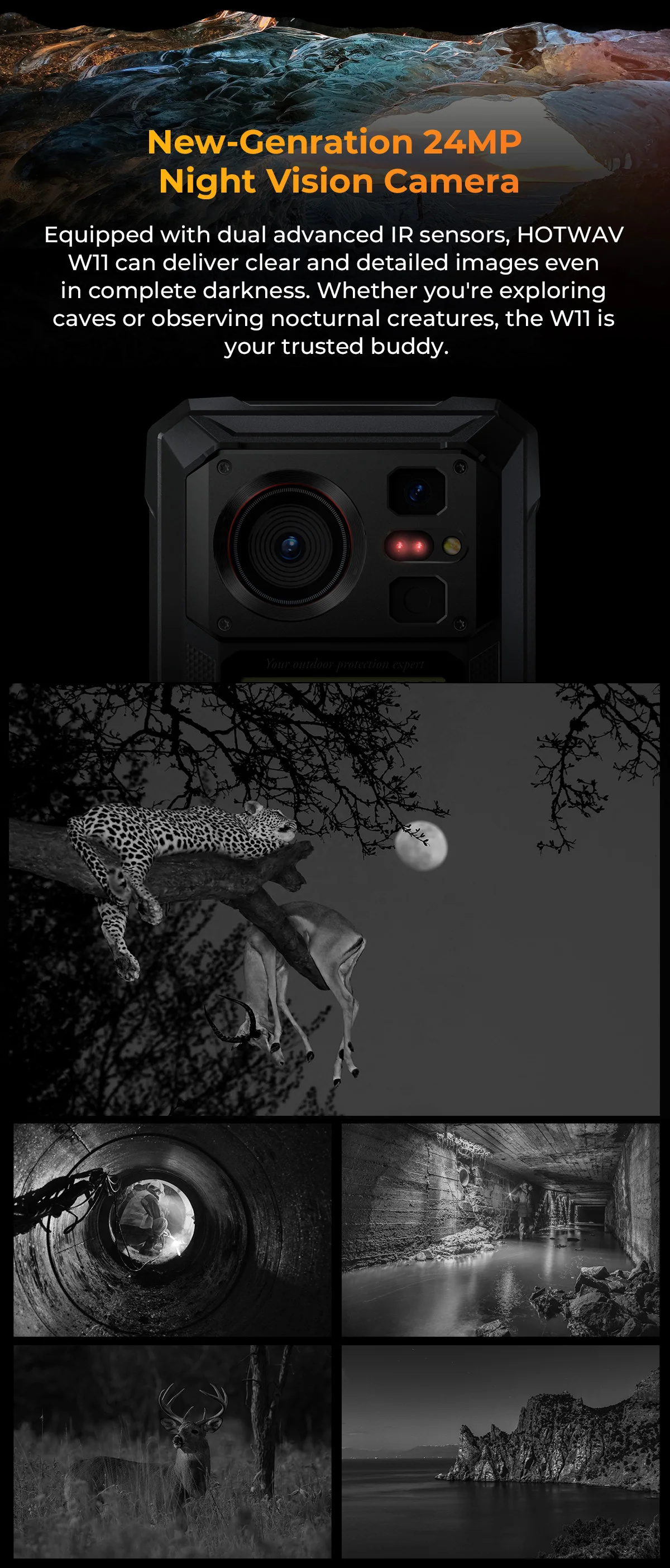 [Ship From Germany] HOTWAV W11 Rugged Phone 20800mAh 280LM Flashlight 6.6'' FHD+ Smartphone 33W 24MP Night Vision Mobile Phone