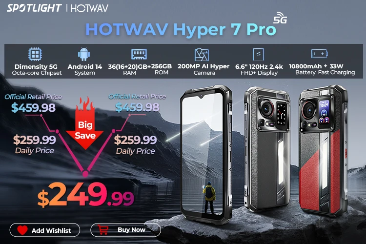 [Ship From Germany] HOTWAV W11 Rugged Phone 20800mAh 280LM Flashlight 6.6'' FHD+ Smartphone 33W 24MP Night Vision Mobile Phone