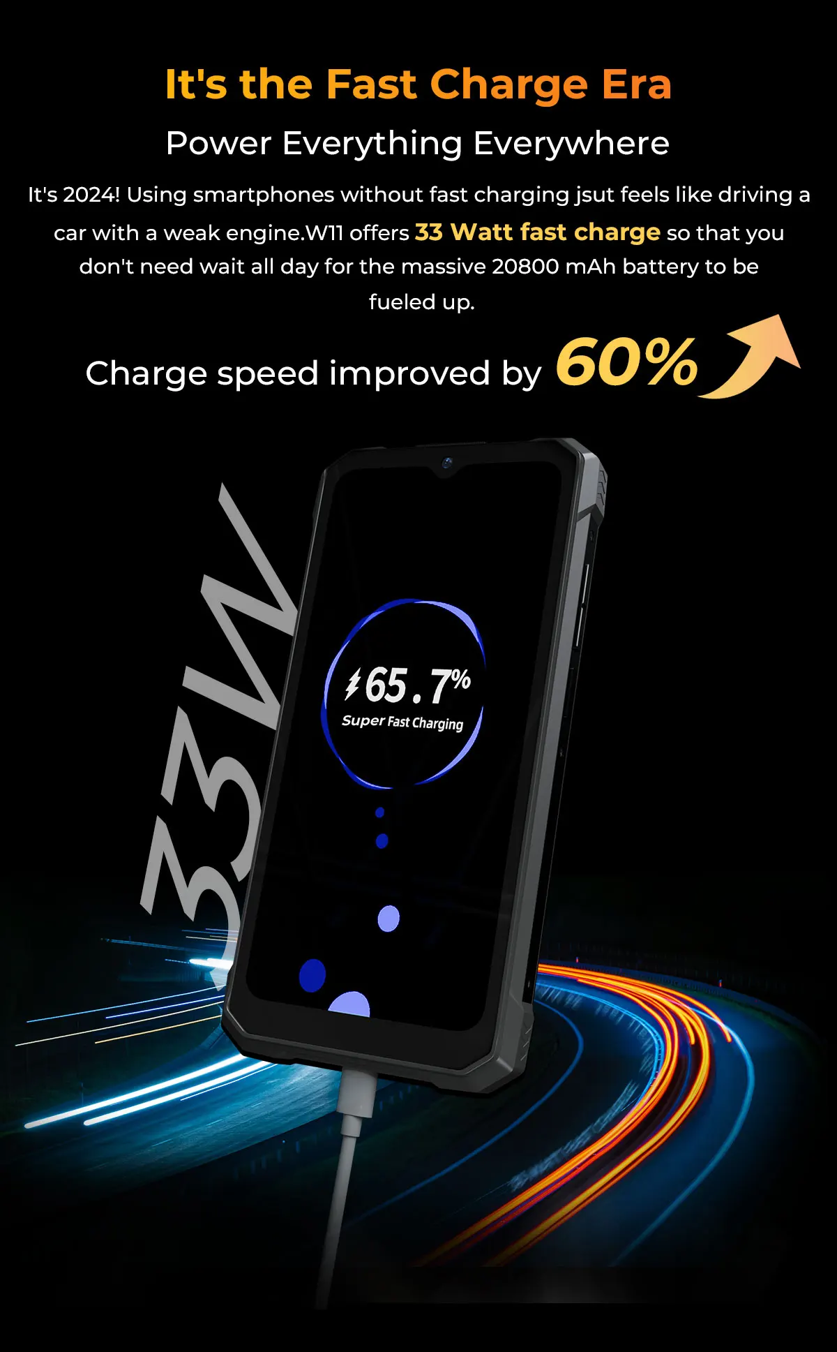 [Ship From Germany] HOTWAV W11 Rugged Phone 20800mAh 280LM Flashlight 6.6'' FHD+ Smartphone 33W 24MP Night Vision Mobile Phone