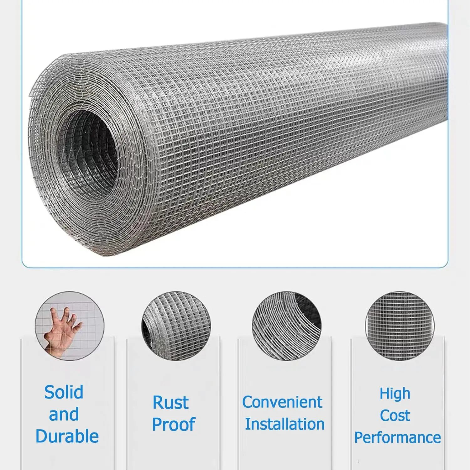 DayPlus Galvanized Welded Wire Mesh Gauze Welded Wire Mesh No Rust Mesh Hot-dipped for Chickens, Rabbits, Dogs, Building tools