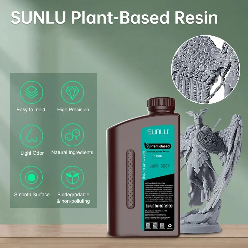 SUNLU 1KG Standard/ABS-Like/PLANT-Based/Water-Wash Resin 1000G/Bottle 405nm Photopolymer Resin For Most SLA/DLP/LCD 3D Printer