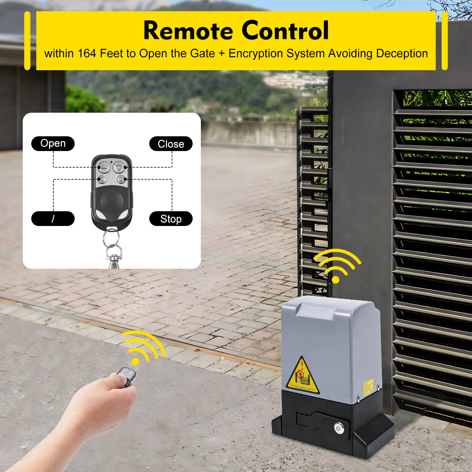3527lbs Automatic Sliding Gate Opener with 2 Remote Controls Electric Garage Door Opener for Schools Communities
