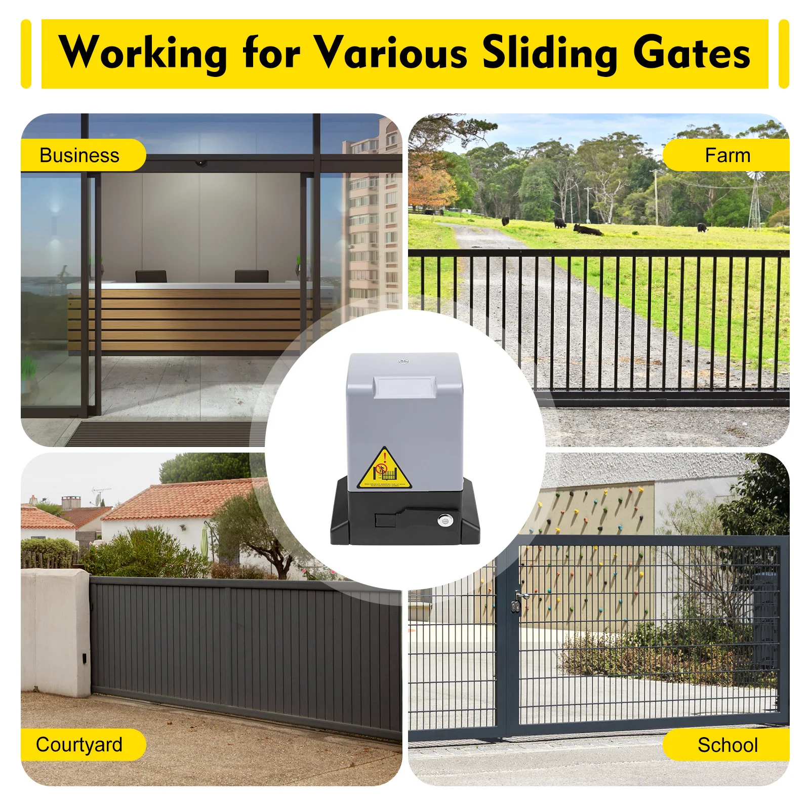3527lbs Automatic Sliding Gate Opener with 2 Remote Controls Electric Garage Door Opener for Schools Communities