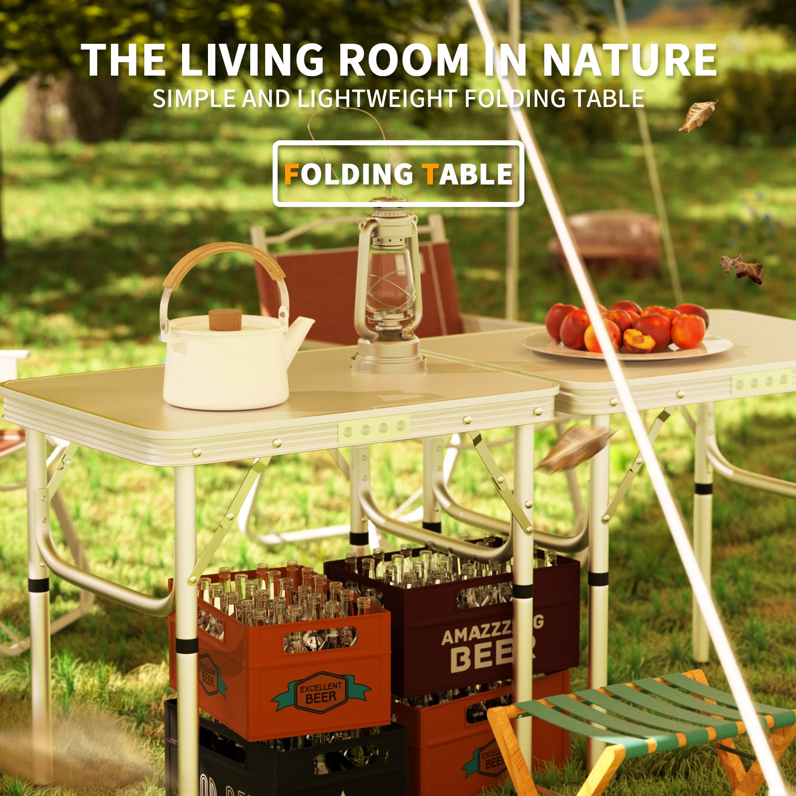 Foldable Camping Table,Portable Picnic Table for Indoor/Outdoor,Balcony,Market,Kitchen,Work,2 Heights 20cm/56cm,Size: 60x45cm