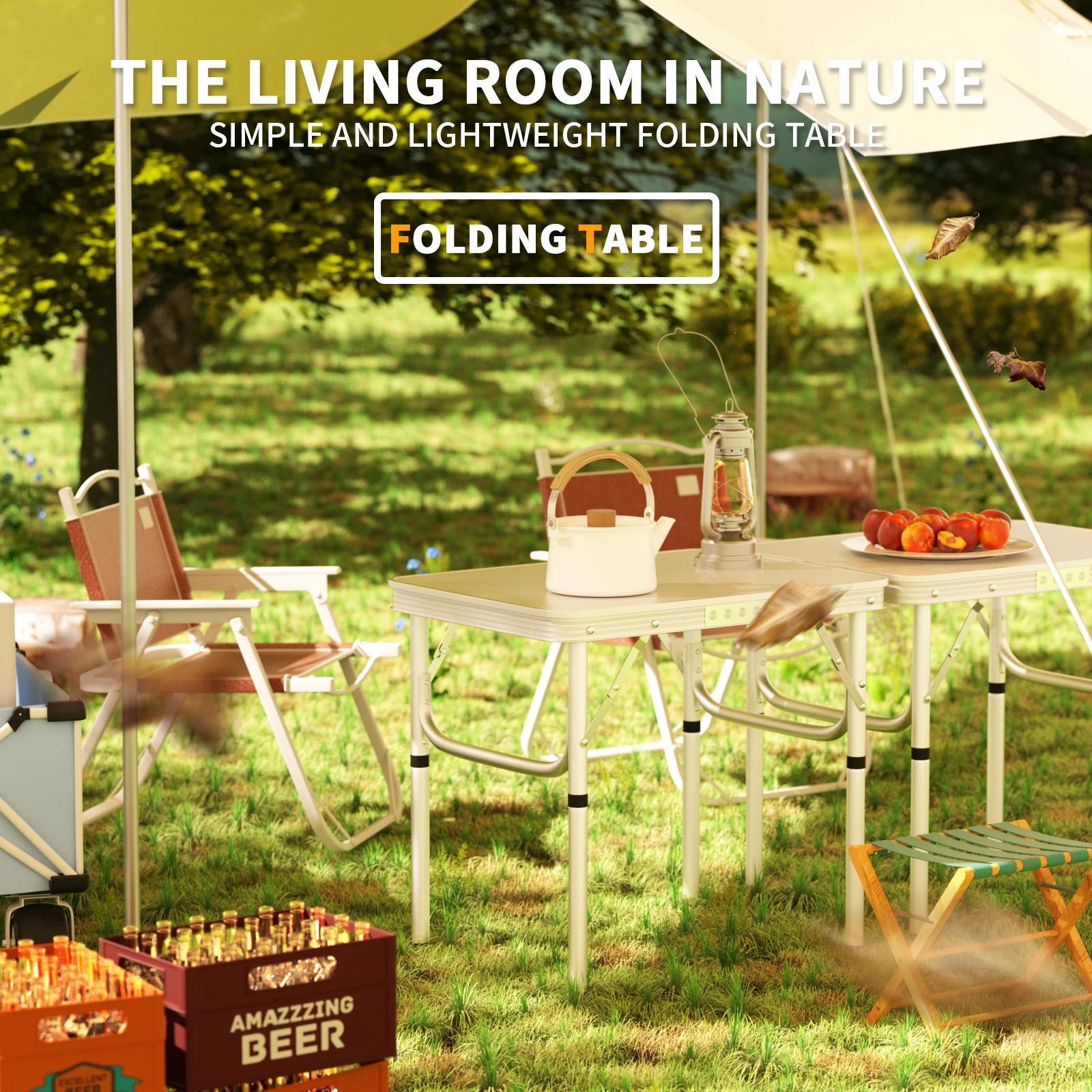 Foldable Camping Table,Portable Picnic Table for Indoor/Outdoor,Balcony,Market,Kitchen,Work,2 Heights 20cm/56cm,Size: 60x45cm