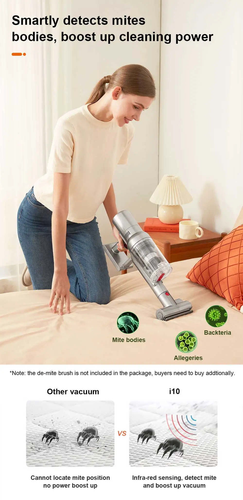 Cordless Handheld Stick Vacuum Cleaner Liectroux I10, Smart Dust Sensing,27KPa, 250W BLDC,Suit for Carpet, Floor, Car & Pet Hair