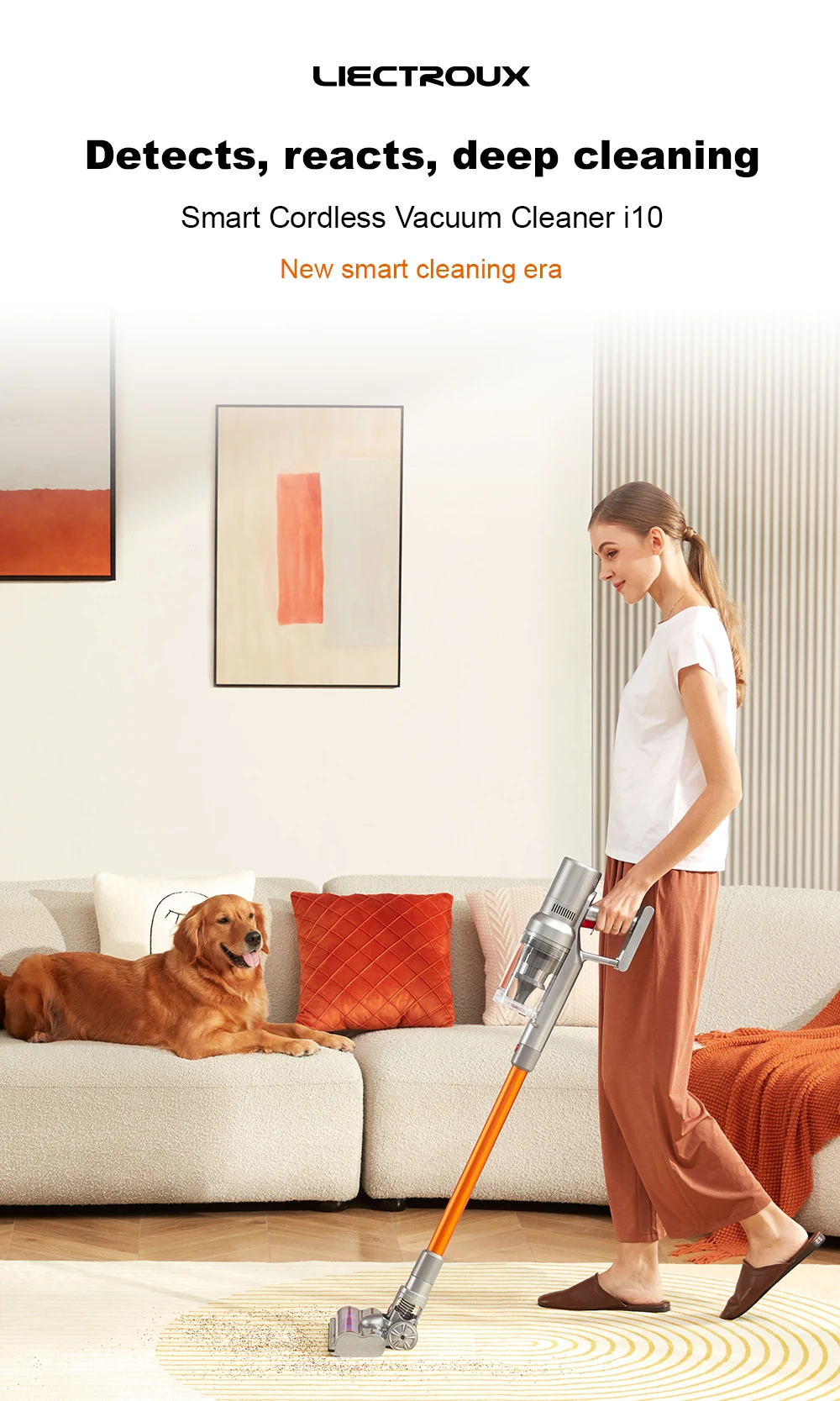 Cordless Handheld Stick Vacuum Cleaner Liectroux I10, Smart Dust Sensing,27KPa, 250W BLDC,Suit for Carpet, Floor, Car & Pet Hair