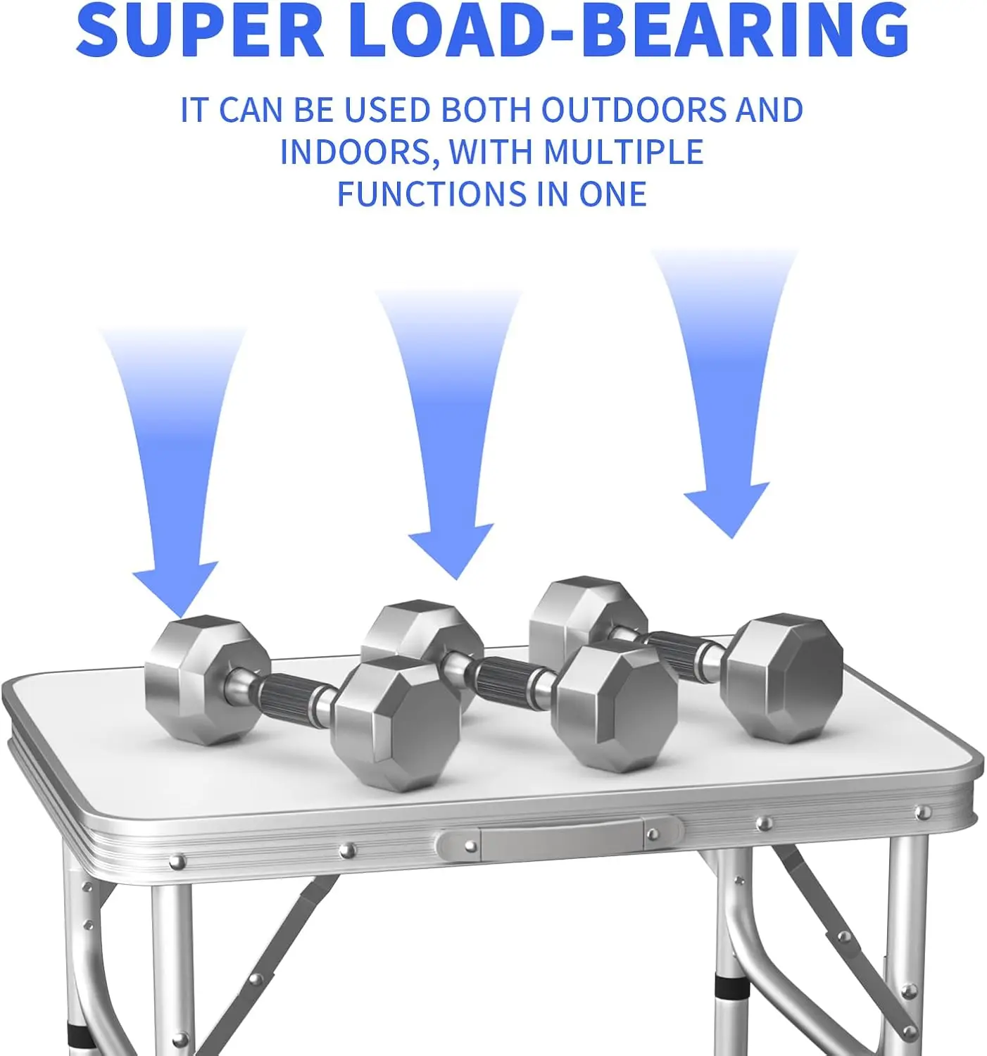 EFAN Portable Folding Camping Table 2FT, Aluminum Computer Desk Party Table, Small Lightweight with 2 Adjustable Height 67/37cm