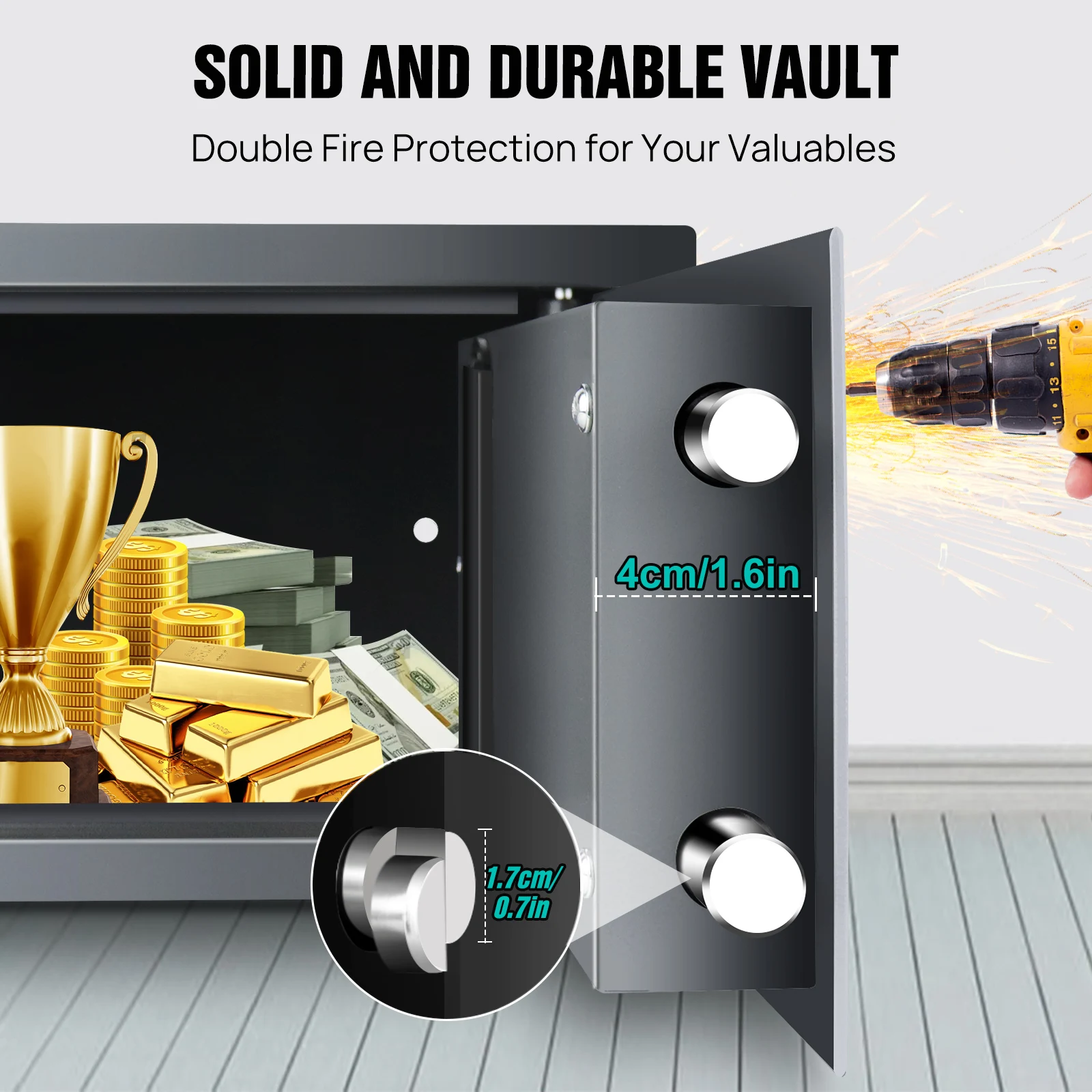 Digital Electronic Security Safe Box with Digital Keypad, 8.5L Steel Construction Cash Safe for Home Office Hotel