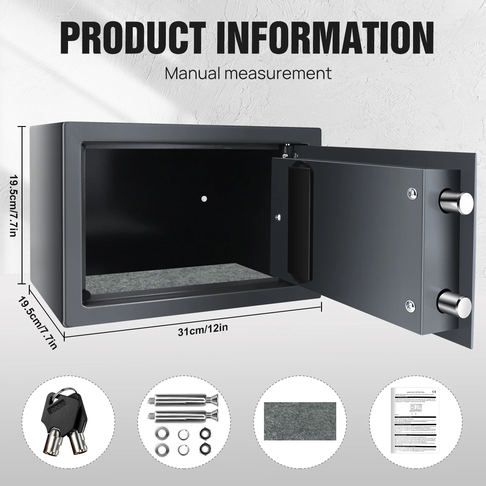 Digital Electronic Security Safe Box with Digital Keypad, 8.5L Steel Construction Cash Safe for Home Office Hotel
