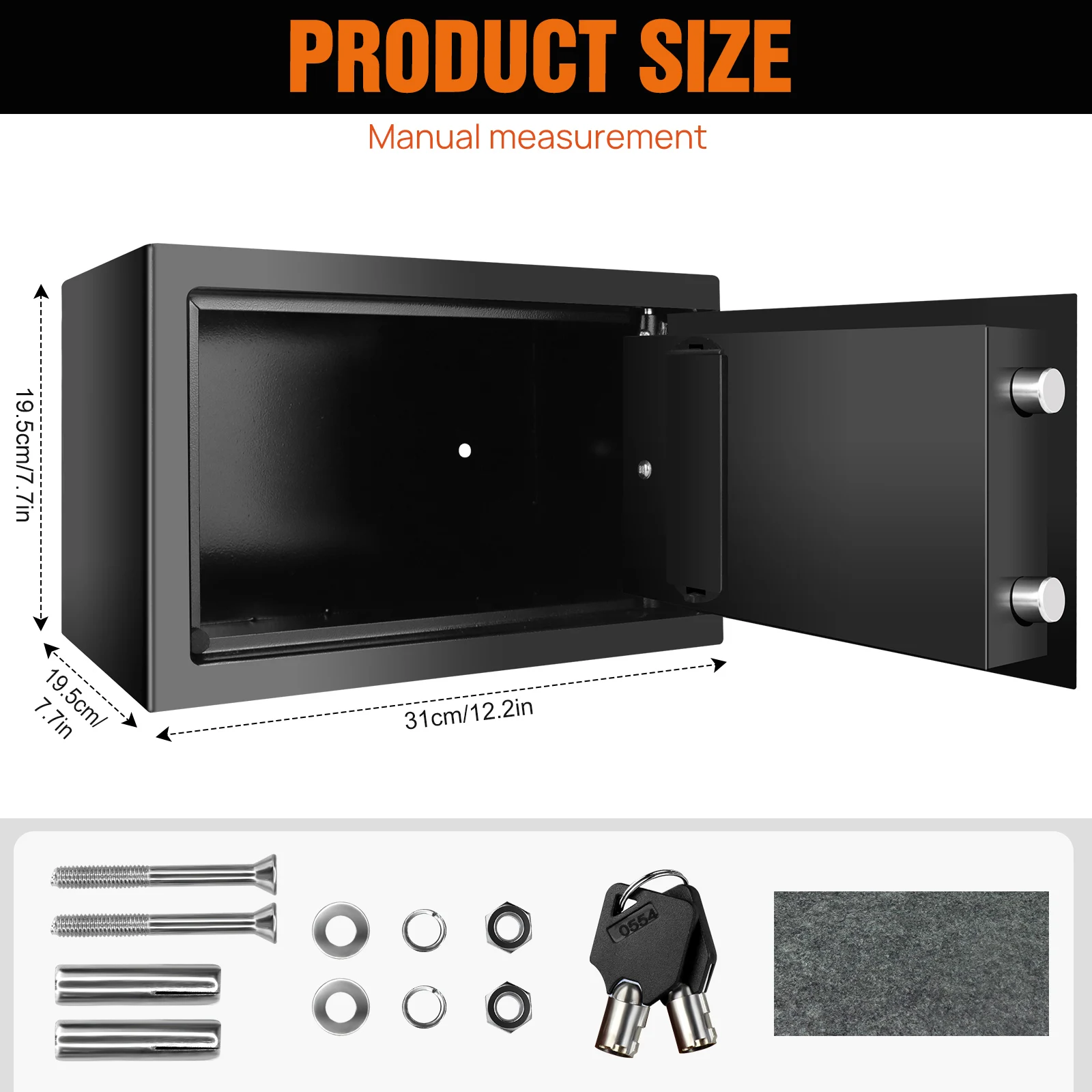 Digital Electronic Security Safe Box with Digital Keypad, 8.5L Steel Construction Cash Safe for Home Office Hotel