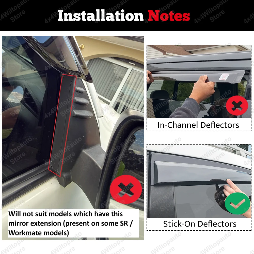For Toyota Hilux Vigo 2005-2014 Window Deflector‌ Smoke Black Window Visor Weather Shields Sun Rain Guard Double Cab