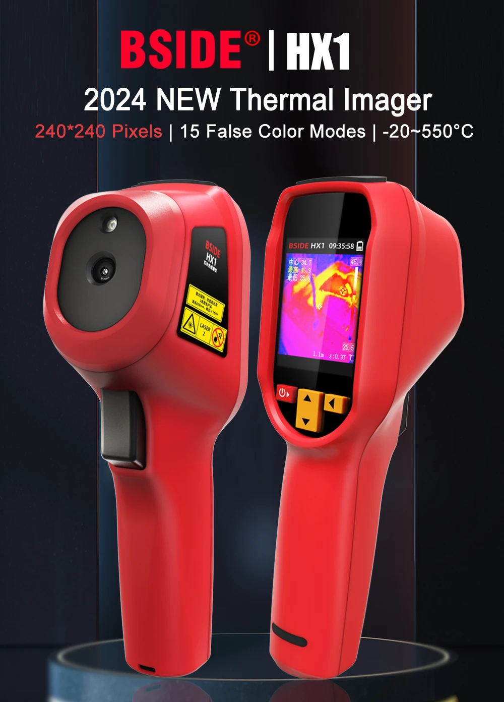 BSIDE NEW Thermal Imager Camera HX1 HX3 Laser Thermographic HD Resolution For Circuit PCB Repair Pipeline Detection Medical