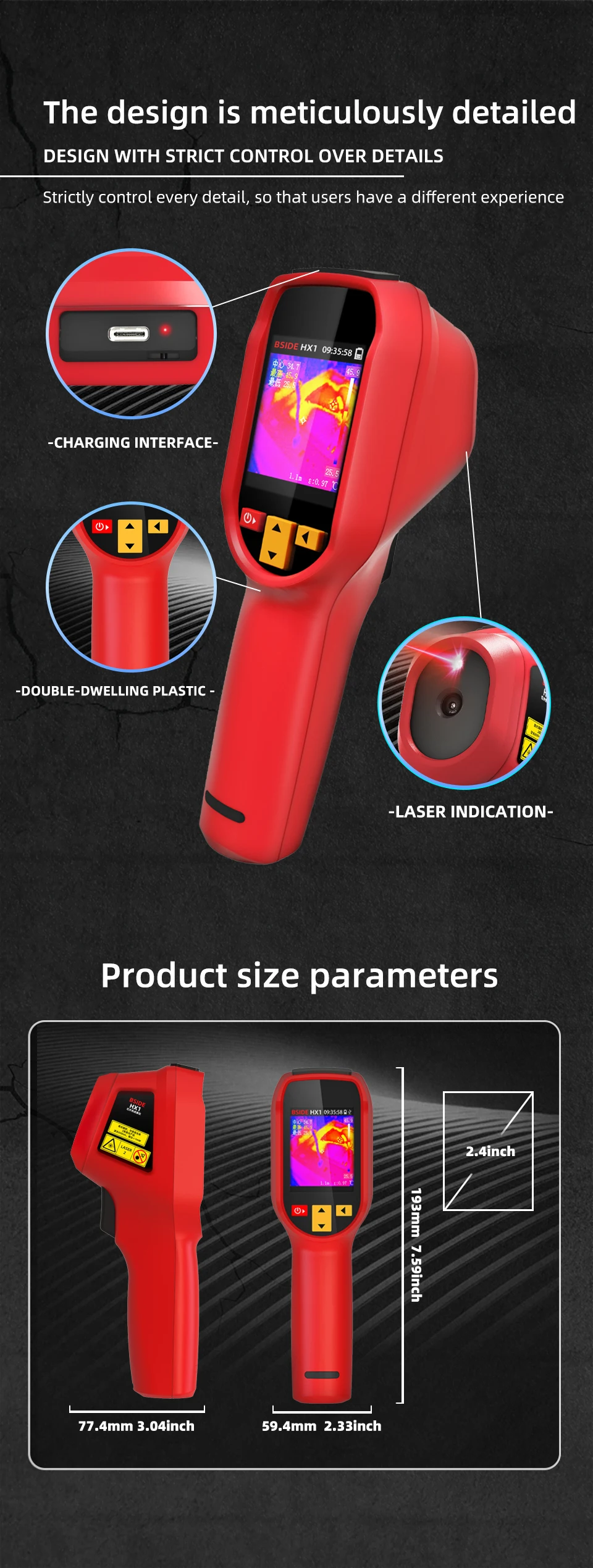 BSIDE NEW Thermal Imager Camera HX1 HX3 Laser Thermographic HD Resolution For Circuit PCB Repair Pipeline Detection Medical