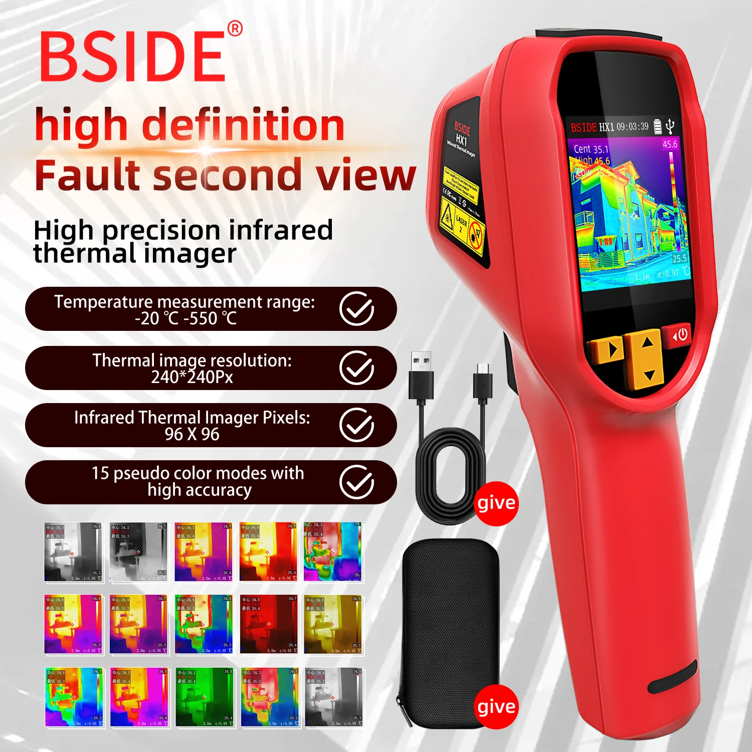 BSIDE NEW Thermal Imager Camera HX1 HX3 Laser Thermographic HD Resolution For Circuit PCB Repair Pipeline Detection Medical
