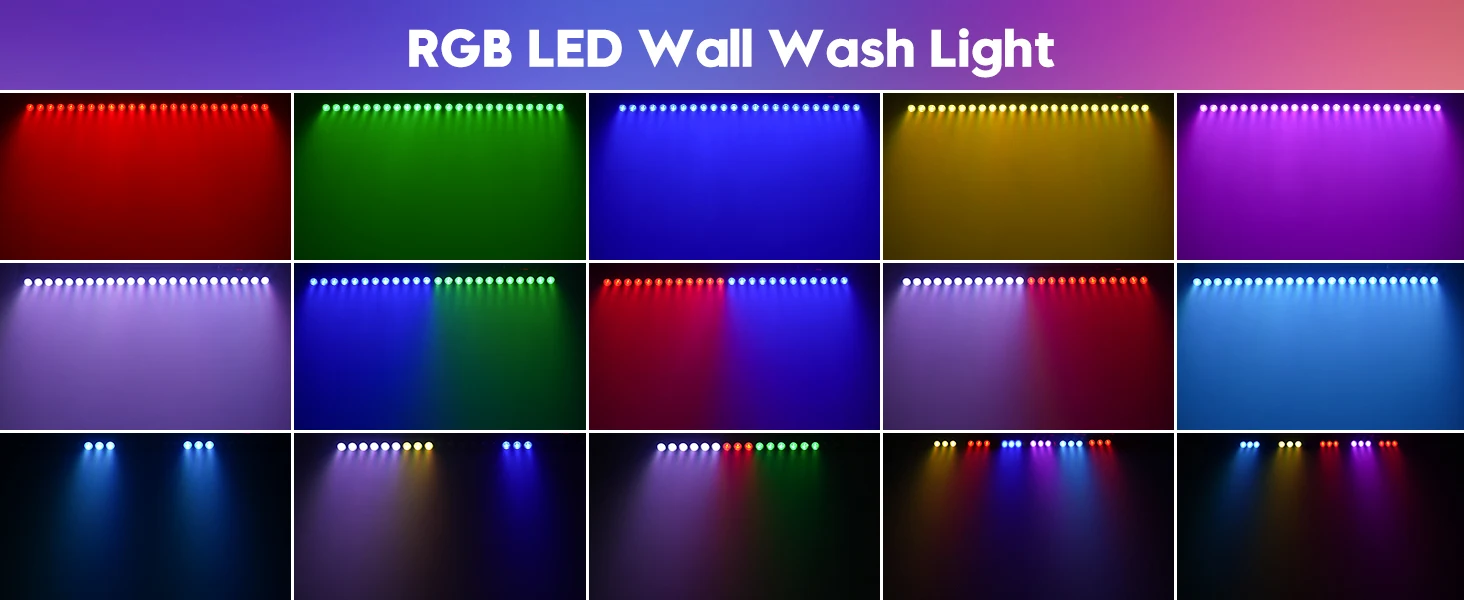 Gwong 150W RGB 24PCS LEDs Wall Washer Light Stage Effect Lighting with Remote Controller DMX Sound Mode for Pub Concert Party