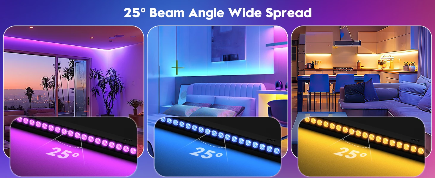 Gwong 150W RGB 24PCS LEDs Wall Washer Light Stage Effect Lighting with Remote Controller DMX Sound Mode for Pub Concert Party