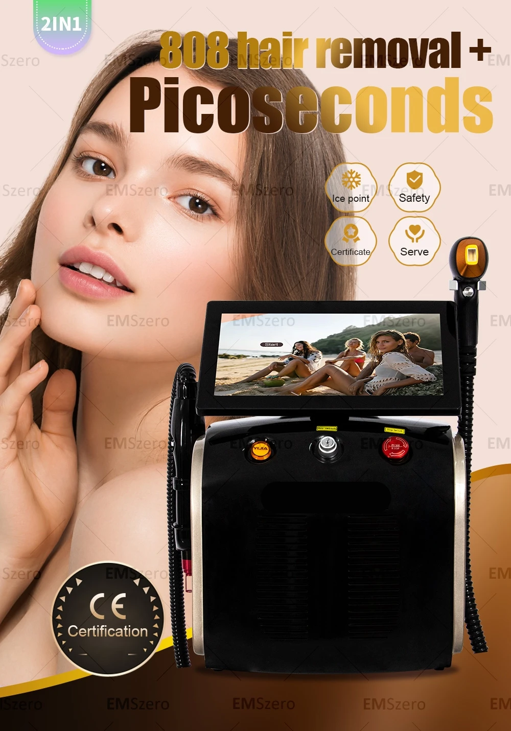 Professional 2 IN 1 Portable 808nm Diode La Hair Removal Machine Picosecond Tattoo Removal Ice Platinum Cooling Beauty Equipment