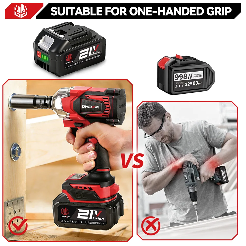 ONEVAN Rechargeable Lithium Ion Battery 15000mah Li-lon Battery Electric Chainsaw Wrench Power Tool For Makita 18V Battery Pin