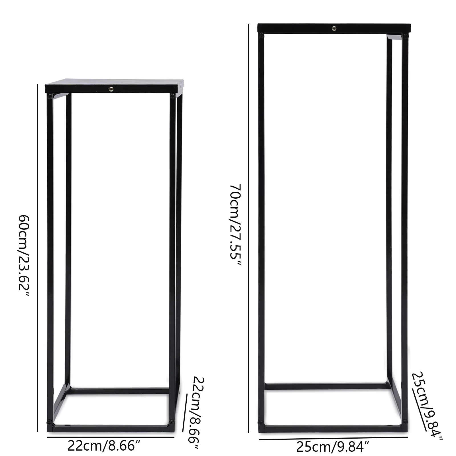 2PCS Black Plant Stand Metal Square Flower Holder Durable Rack Patio Garden For Living Room Decor
