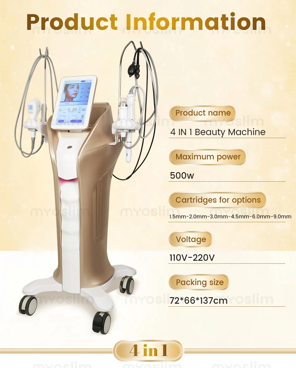 Skin Tightening Machine 4 IN1 Intimate Care Beauty Salon Equipment for Beauty Salon Spa Clinic Use