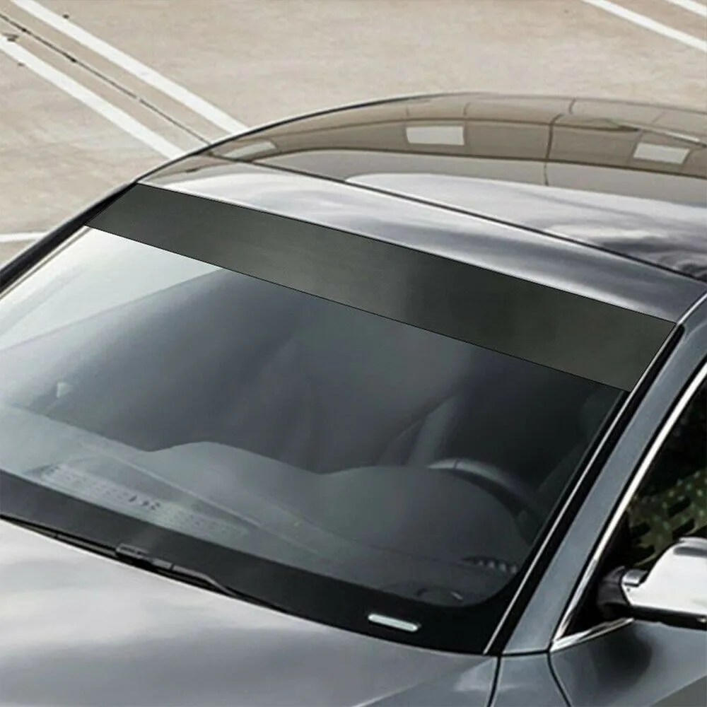 1Pcs 8*60inch Car Sun Visor Strip Windshield Banner Vinyl Long Lasting Premium Blank Decal Black Shade Window Film Decal Car UV