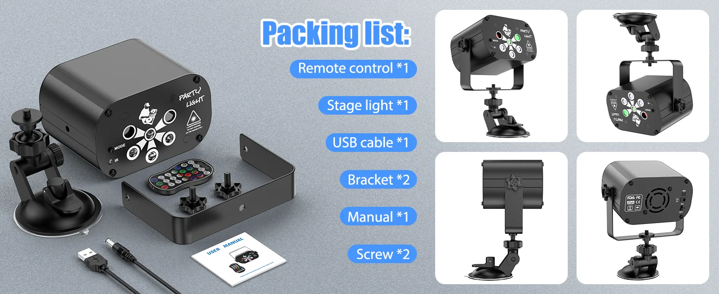 Gonwg RG Laser+RGB+UV LED 6-hole Laser Light Effect Lighting DMX512 Auto Sound Control Stage Light for DJ Club Show Party Light