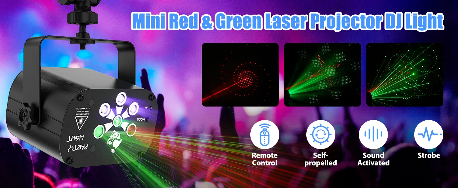 Gonwg RG Laser+RGB+UV LED 6-hole Laser Light Effect Lighting DMX512 Auto Sound Control Stage Light for DJ Club Show Party Light