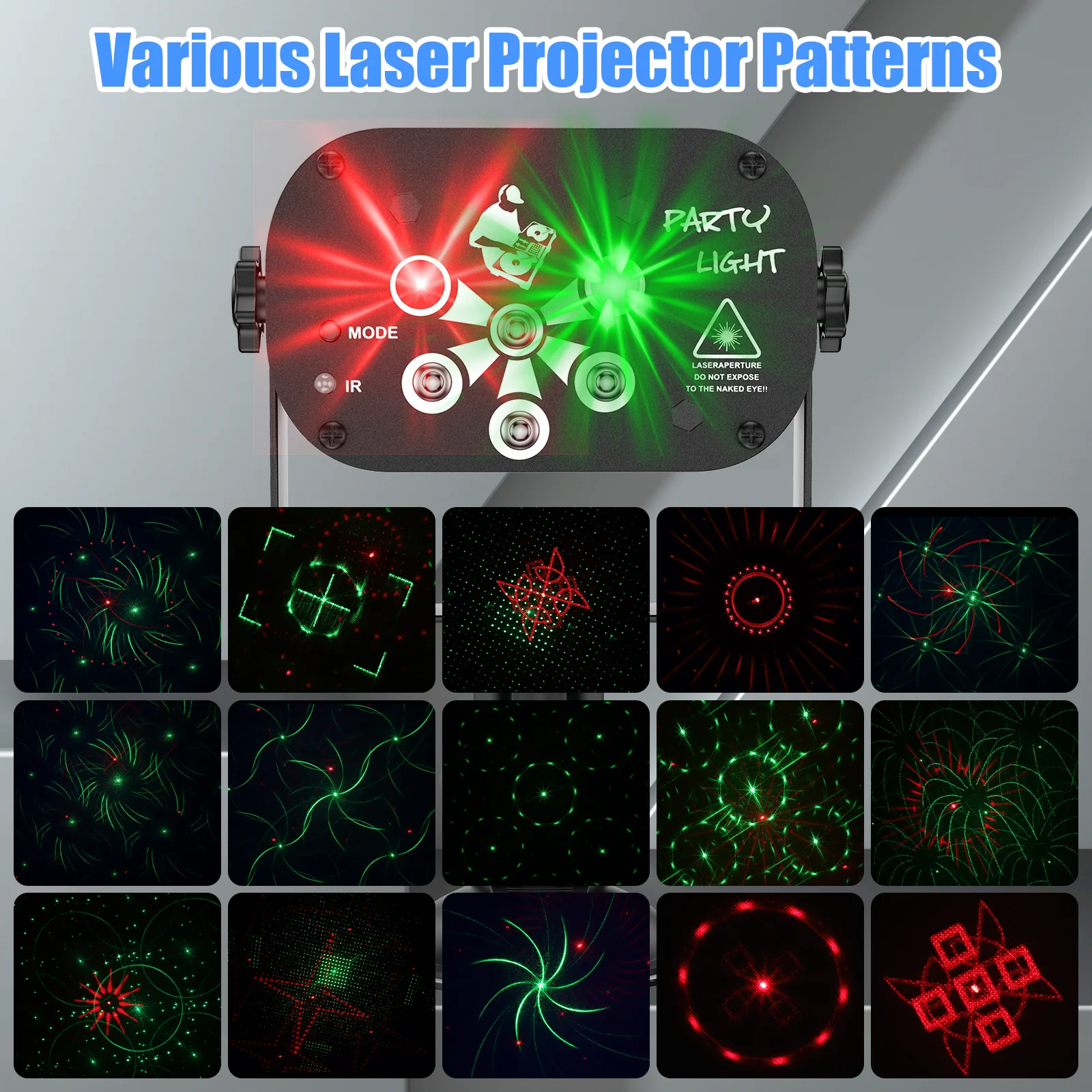 Gonwg RG Laser+RGB+UV LED 6-hole Laser Light Effect Lighting DMX512 Auto Sound Control Stage Light for DJ Club Show Party Light
