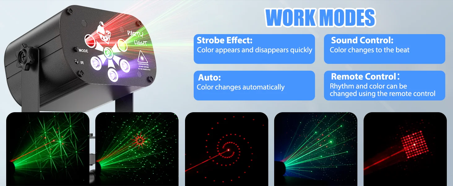 Gonwg RG Laser+RGB+UV LED 6-hole Laser Light Effect Lighting DMX512 Auto Sound Control Stage Light for DJ Club Show Party Light