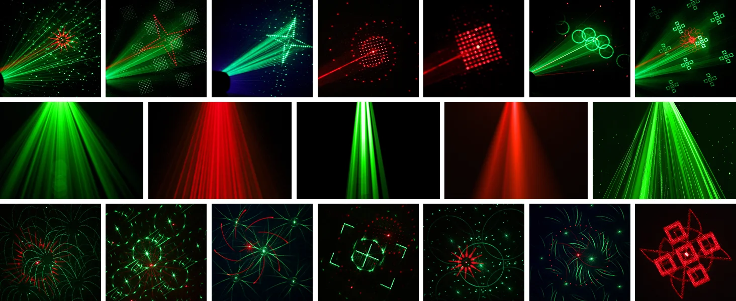 Gonwg RG Laser+RGB+UV LED 6-hole Laser Light Effect Lighting DMX512 Auto Sound Control Stage Light for DJ Club Show Party Light