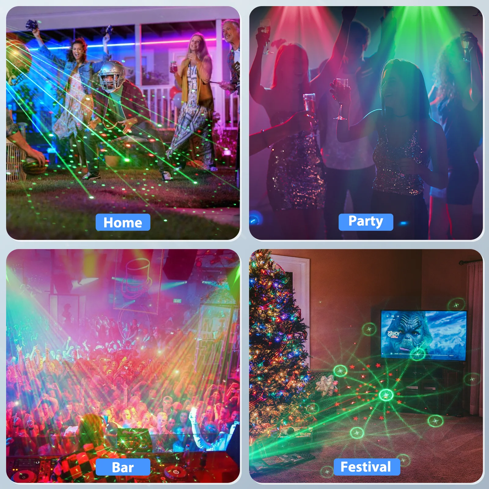 Gonwg RG Laser+RGB+UV LED 6-hole Laser Light Effect Lighting DMX512 Auto Sound Control Stage Light for DJ Club Show Party Light