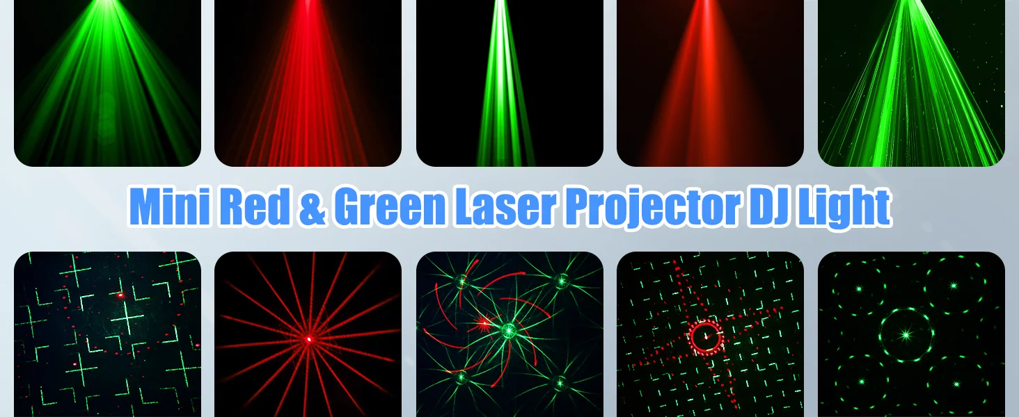 Gonwg RG Laser+RGB+UV LED 6-hole Laser Light Effect Lighting DMX512 Auto Sound Control Stage Light for DJ Club Show Party Light