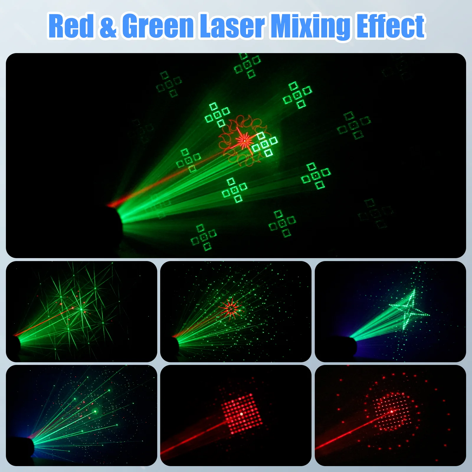Gonwg RG Laser+RGB+UV LED 6-hole Laser Light Effect Lighting DMX512 Auto Sound Control Stage Light for DJ Club Show Party Light