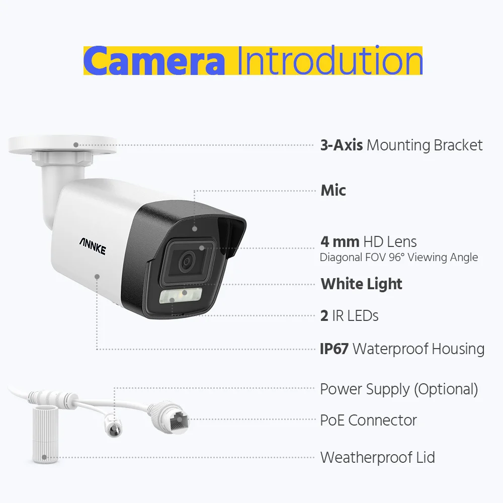 ANNKE H800 8CH 4K Ultra HD POE Network Video Security System 8MP H.265+ NVR 30M EXIR Night Vision Outdoor IP Camera CCTV Set Kit