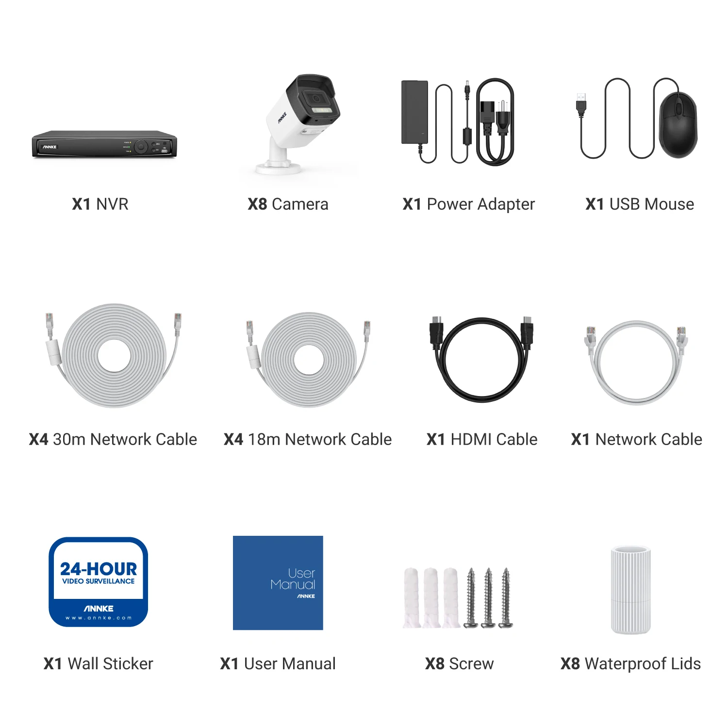 ANNKE H800 8CH 4K Ultra HD POE Network Video Security System 8MP H.265+ NVR 30M EXIR Night Vision Outdoor IP Camera CCTV Set Kit