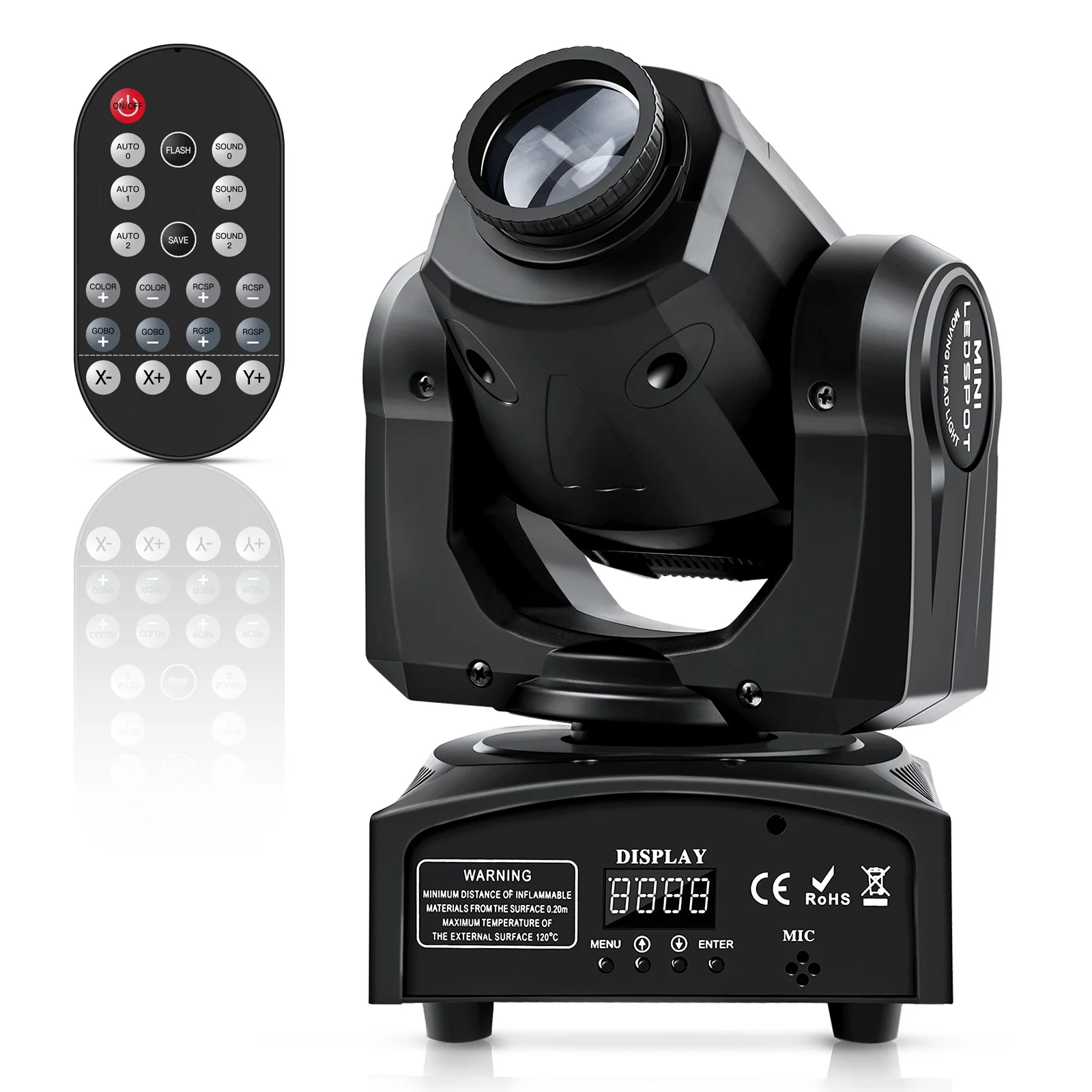 U'King 60W LED Moving Head Light Mini Spot Gobo Stage Light DMX512 Remote Pattern Beam Effect Light for Disco Wedding DJ Party