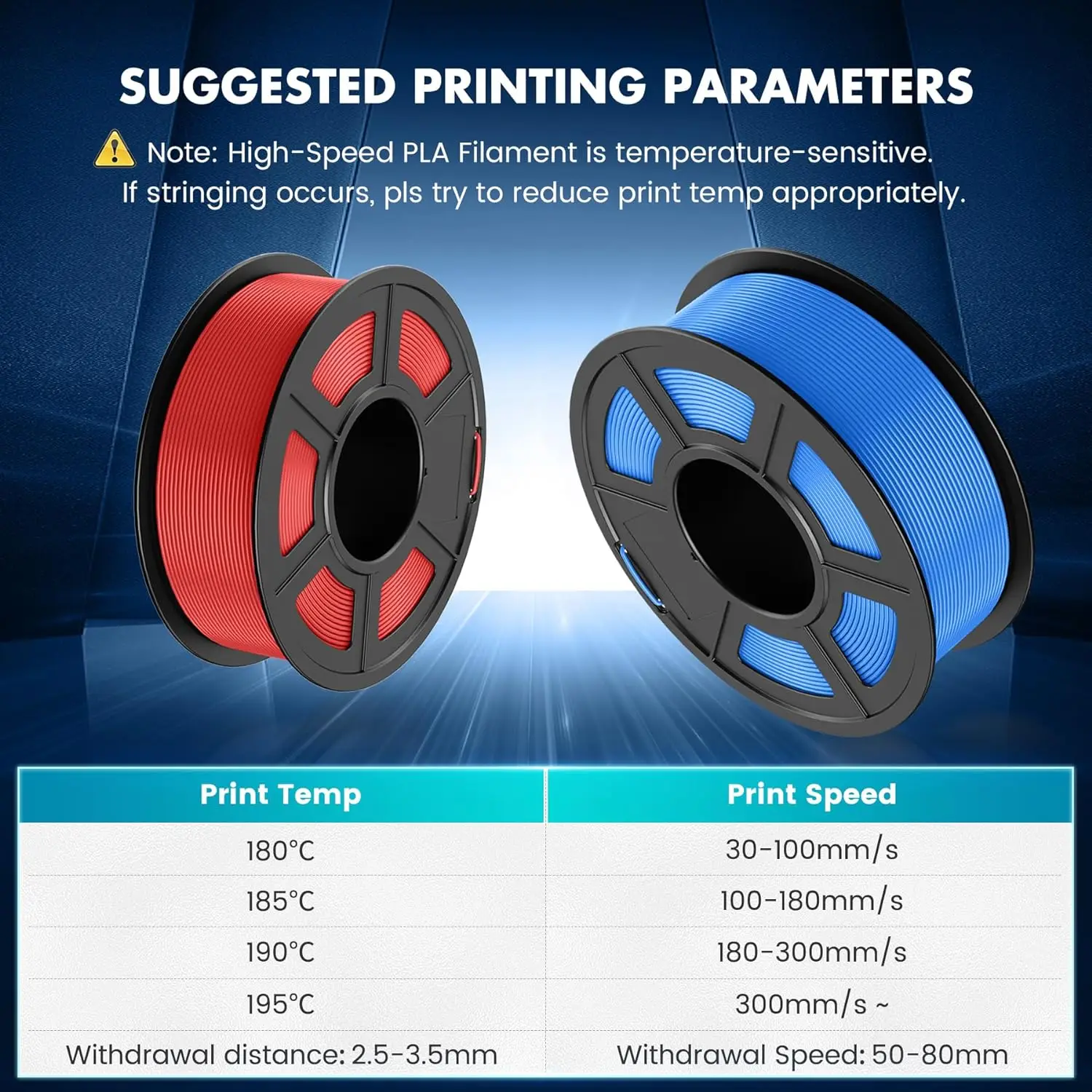 SUNLU 2KG 3D AntiString PLA/PLA Meta/High Speed PLA Filament 1.75mm 1KG/Roll 3D Printer Neatly Wound 3D Filament for 3D Printer