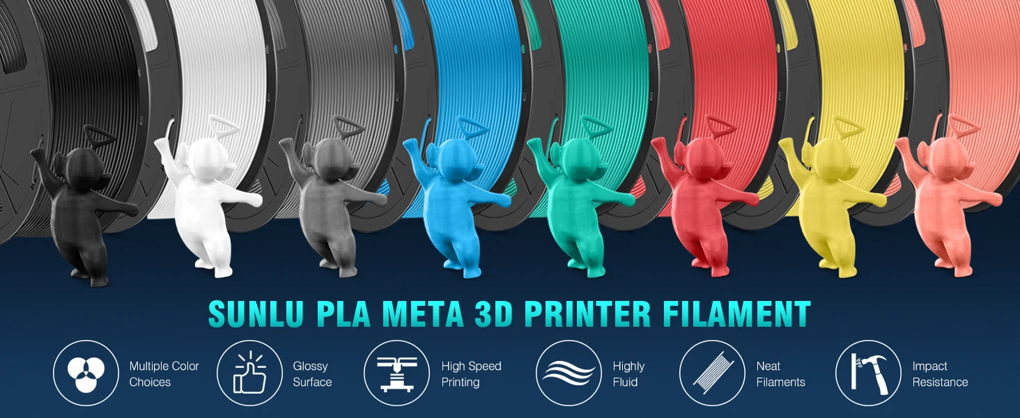 SUNLU 2KG 3D AntiString PLA/PLA Meta/High Speed PLA Filament 1.75mm 1KG/Roll 3D Printer Neatly Wound 3D Filament for 3D Printer