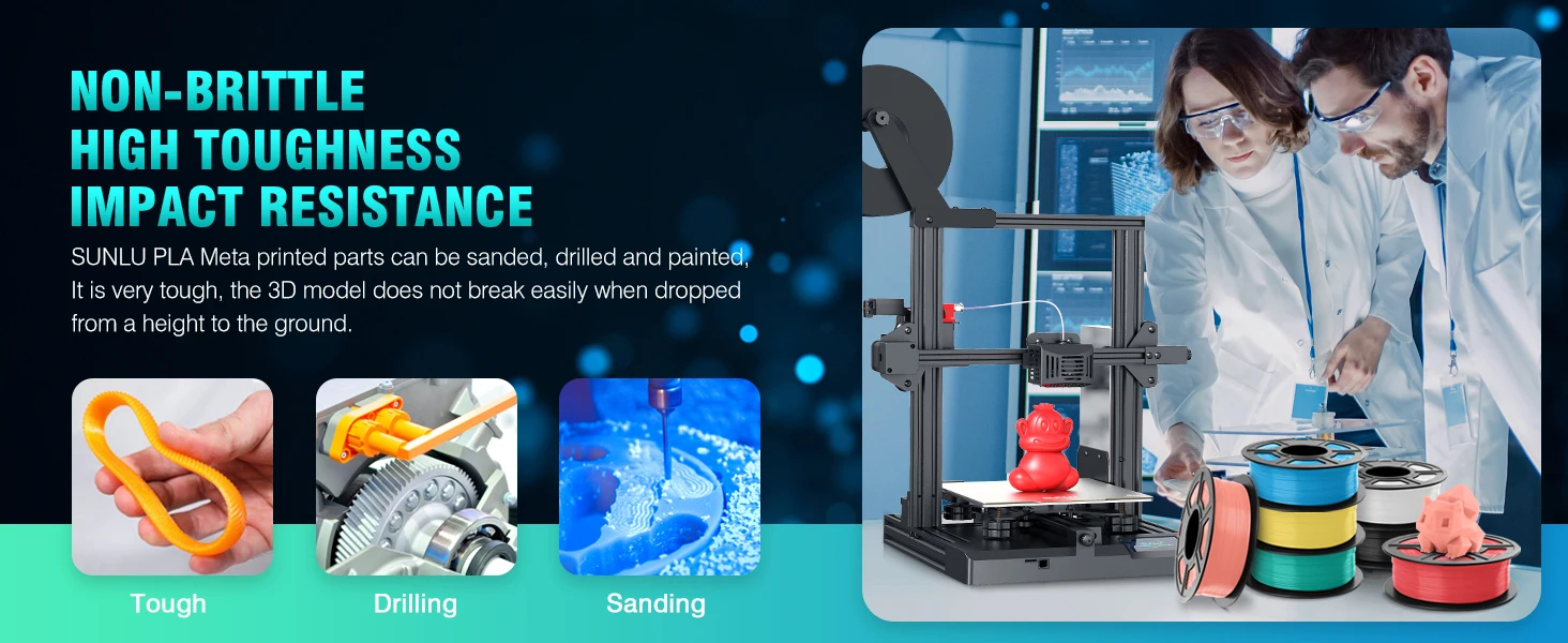 SUNLU 2KG 3D AntiString PLA/PLA Meta/High Speed PLA Filament 1.75mm 1KG/Roll 3D Printer Neatly Wound 3D Filament for 3D Printer