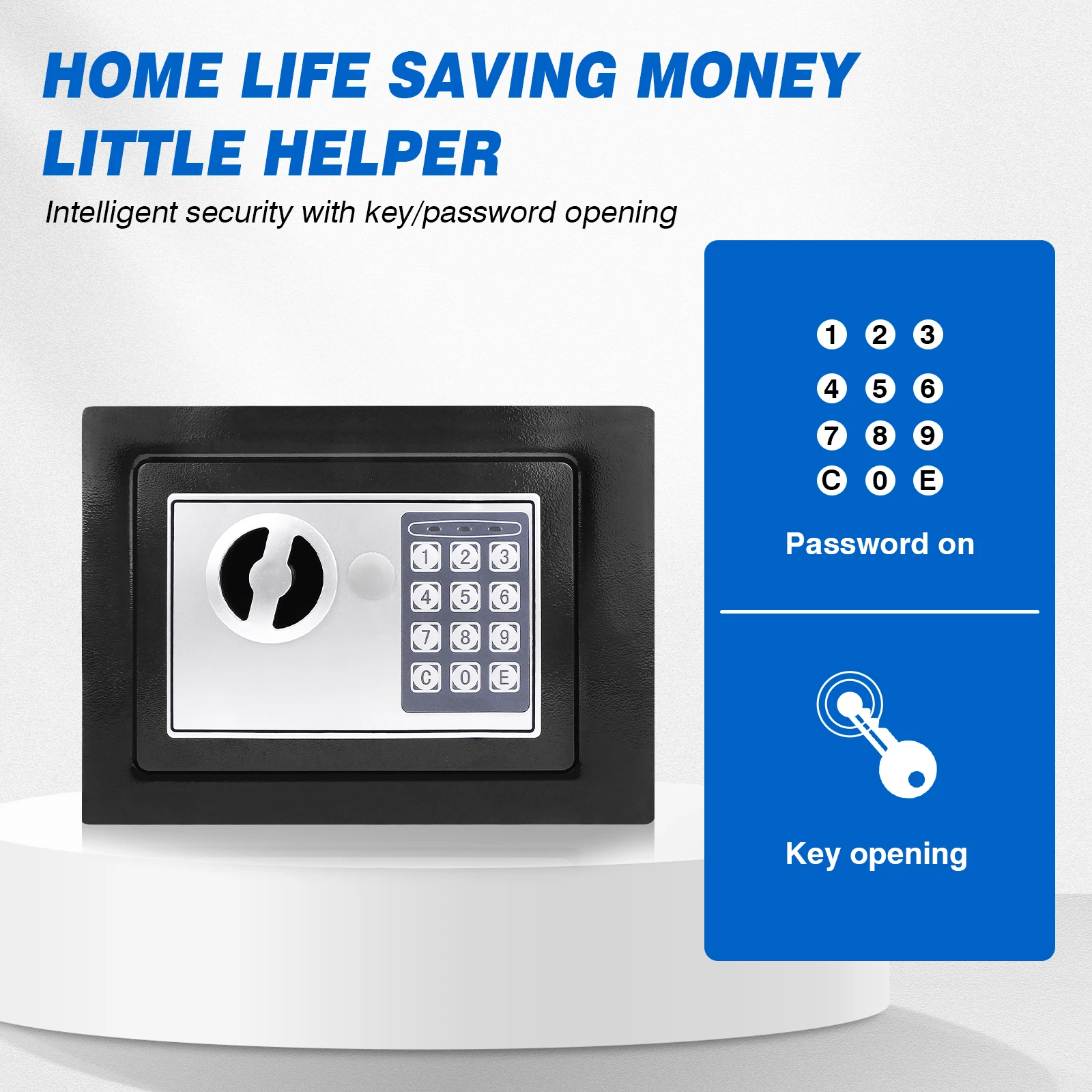 4.6L Electonic Safe Box with Keypad and 2 Keys, Wall Mounted Safe with Prodrilled Holes, Security Safe Box for Home Hotel Use