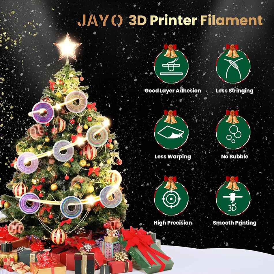 JAYO 10Rolls SILK PLA+ 3D Filament 1.75mm SILK PLA Rainbow Filament for FDM 3D Printer SILK Dual & Triple 3D Printing Materials