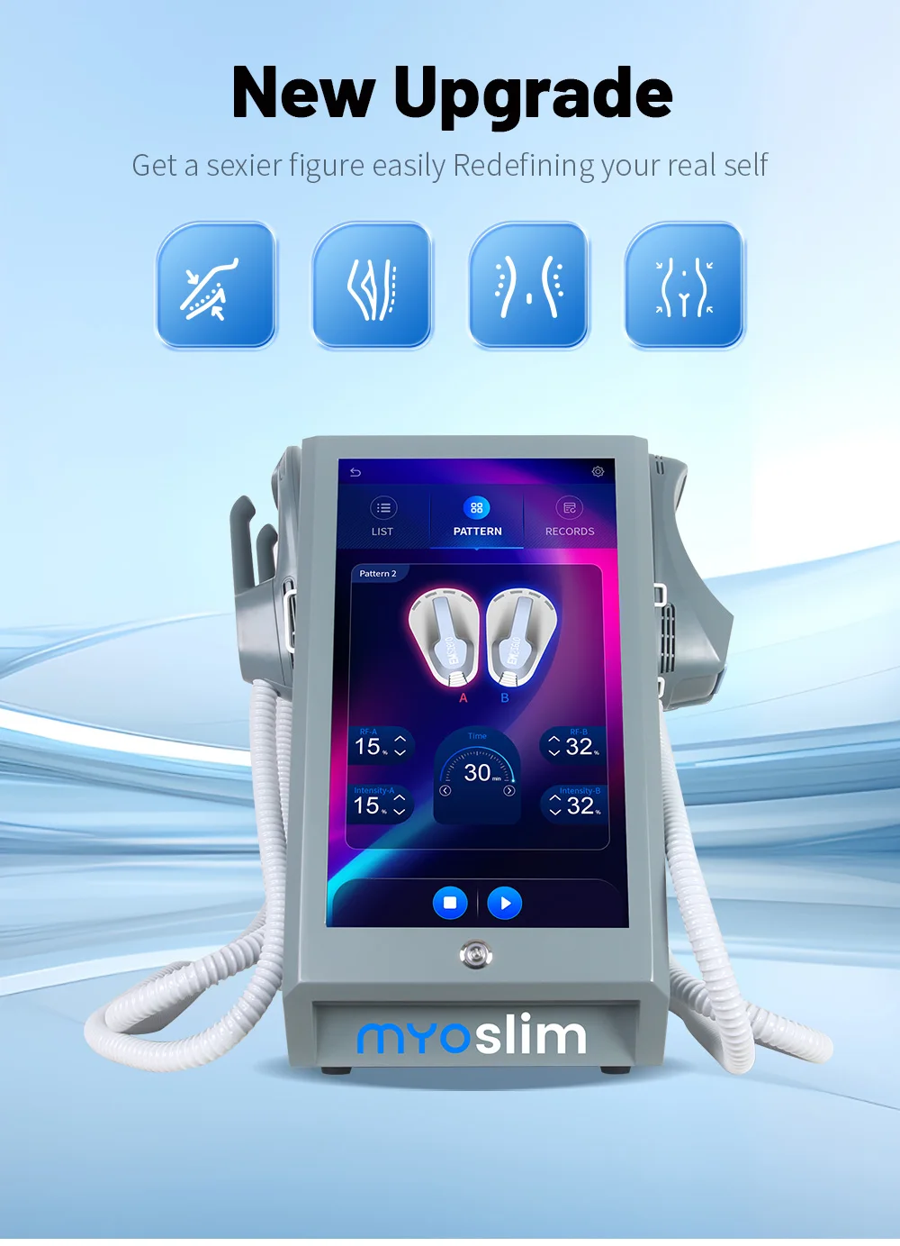 Myoslim 15 Tes 6500W EMS Body Muscle Stimulator RF EMS Portable Body Sculpting Machine Slimming Weight Lose Electromagnetic