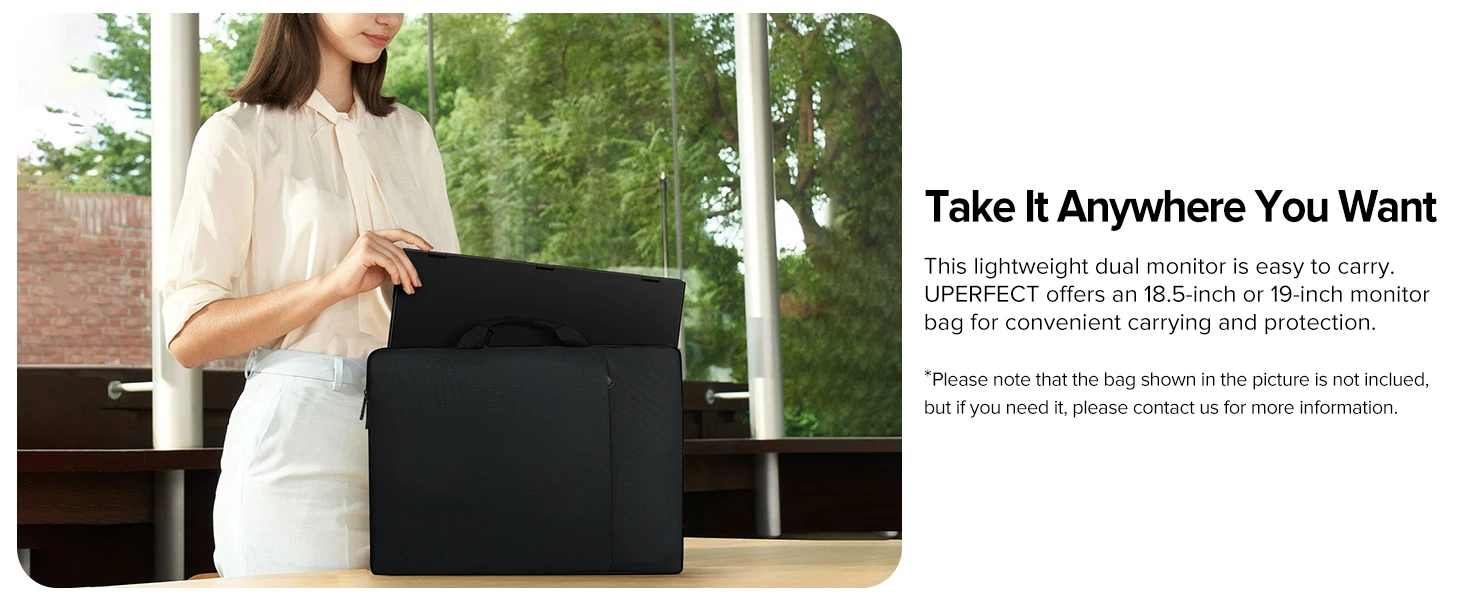 UPERFECT Delta 18.5" 100Hz Dual Portable Monitor for Laptop Screen Extender 1080P HDR 360° Folding Stacked Triple Monitor VESA