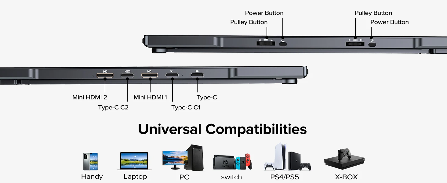 UPERFECT Delta 18.5" 100Hz Dual Portable Monitor for Laptop Screen Extender 1080P HDR 360° Folding Stacked Triple Monitor VESA