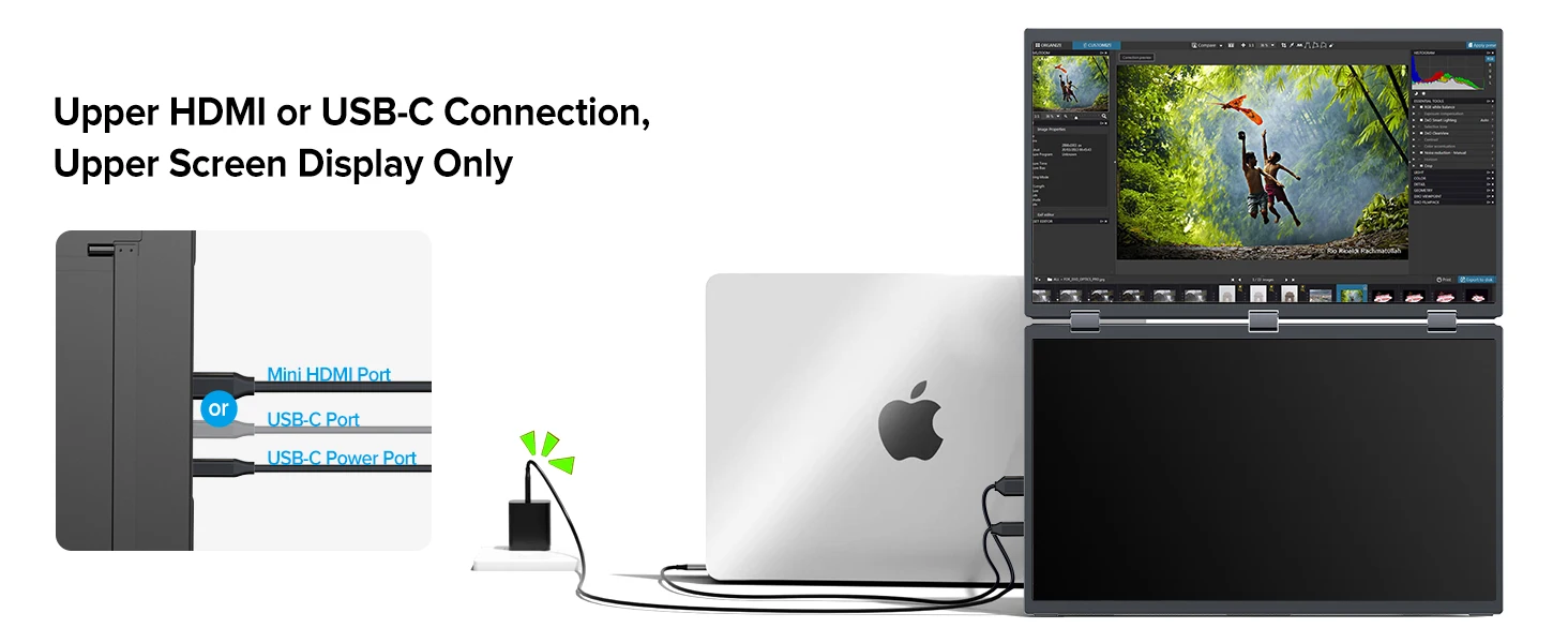 UPERFECT Delta 18.5" 100Hz Dual Portable Monitor for Laptop Screen Extender 1080P HDR 360° Folding Stacked Triple Monitor VESA