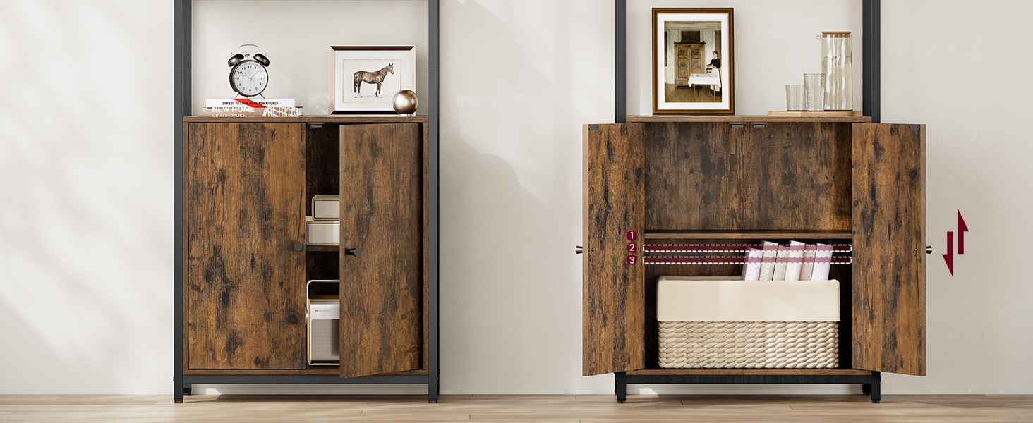VASAGLE 6-Tier Bookcase, Tall Bookshelf with Door, Metal Frame, Adjustable Shelves, 24 x 40 x 159.5 cm