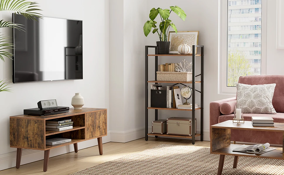 VASAGLE 4-Tier Bookshelf, Bookcase, Shelving Unit, for Office, Study, Living Room, Bedroom, 30 x 66 x 120 cm